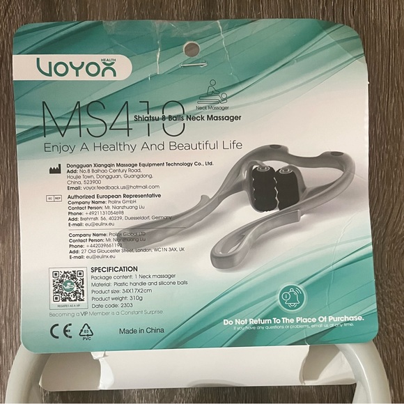 VOYOR-HEALTH MS410 Shiatsu 8 Balls Neck Massager - Picture 2 of 6